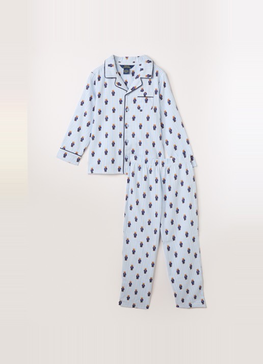 Ralph Lauren Pyjamaset met logoprint - voorkant lichtblauw