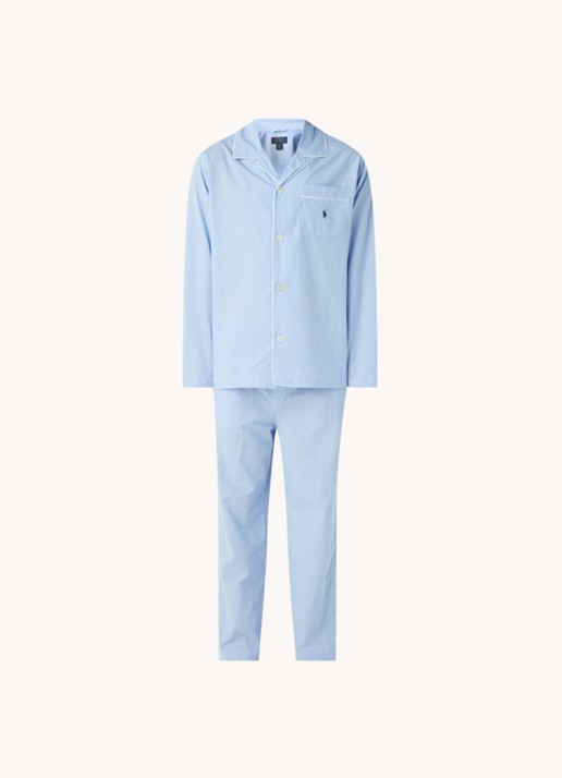 Ralph Lauren Pyjamaset met microdessin - voorkant 2 lichtblauw
