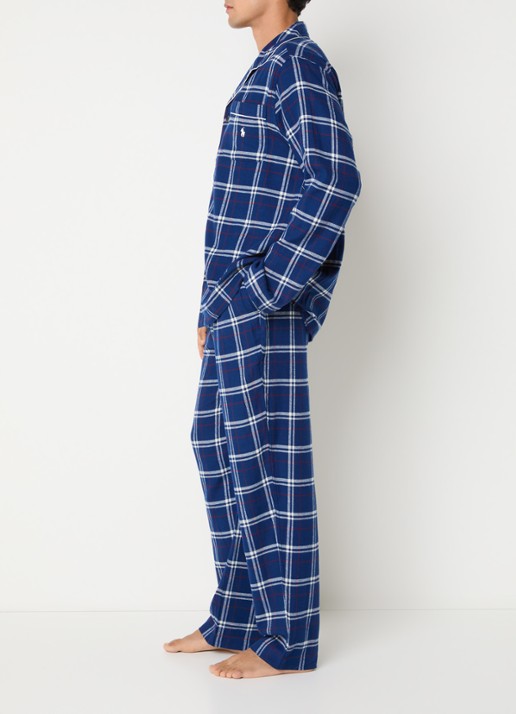 Ralph Lauren Pyjamaset met ruit dessin - voorkant 4 royalblauw