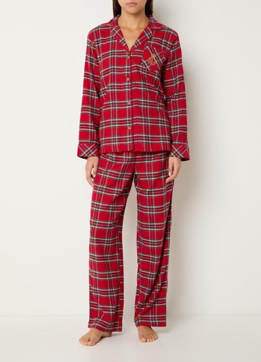 Ralph Lauren Pyjamaset met ruitdessin - voorkant 2 rood