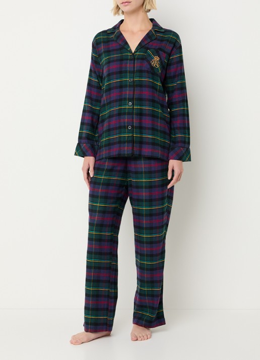 Ralph Lauren Pyjamaset met ruitdessin - detail 2 donkerblauw