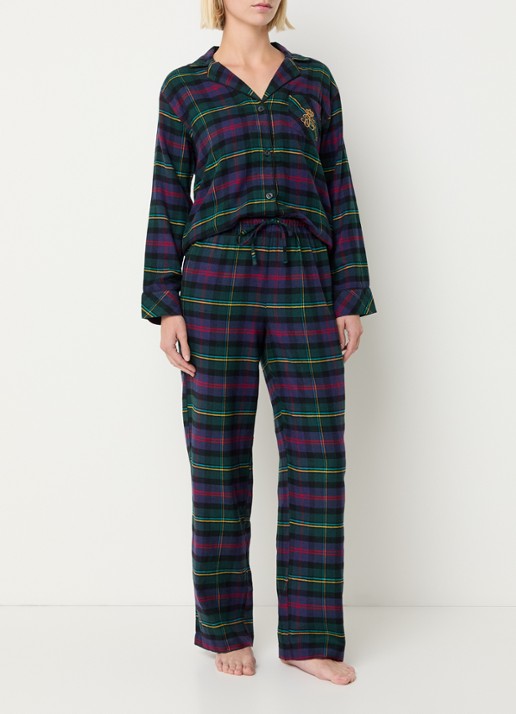 Ralph Lauren Pyjamaset met ruitdessin - voorkant 4 donkerblauw