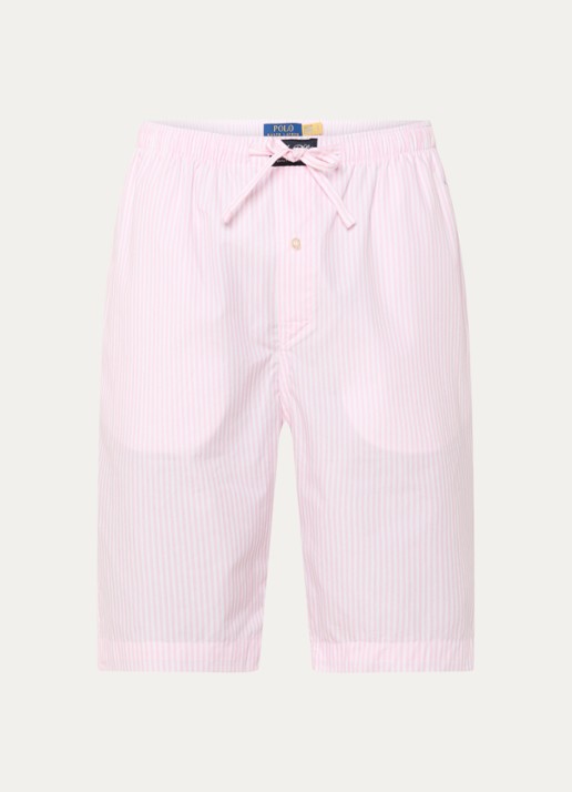 Ralph Lauren Pyjamashorts met streepprint en logo - voorkant roze