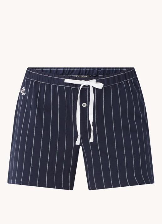 Ralph Lauren Pyjamashorts met streepprint - voorkant donkerblauw