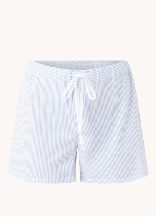 Ralph Lauren Pyjamashorts met streepprint - voorkant 3 lichtblauw
