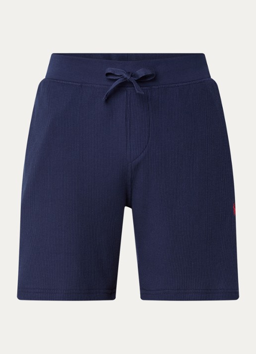 Ralph Lauren Pyjamashorts met structuur - voorkant 2 donkerblauw