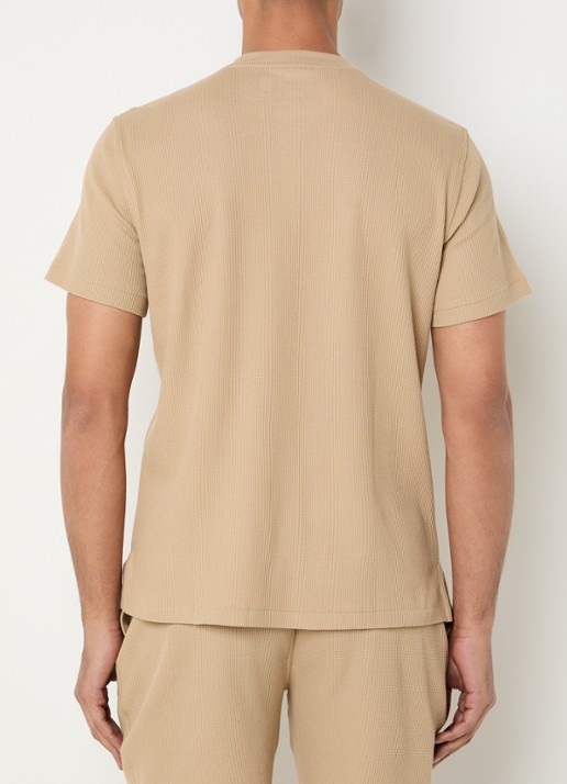 Ralph Lauren Pyjamatop met structuur - achterkant 3 camel