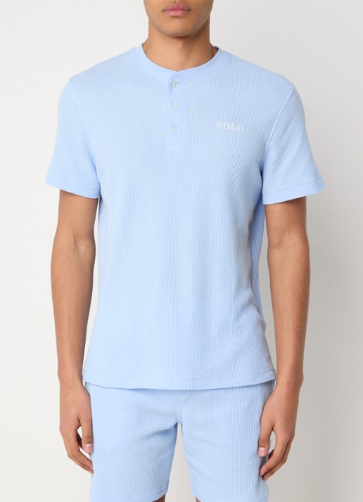 Ralph Lauren Pyjamatop met structuur - detail 3 lichtblauw