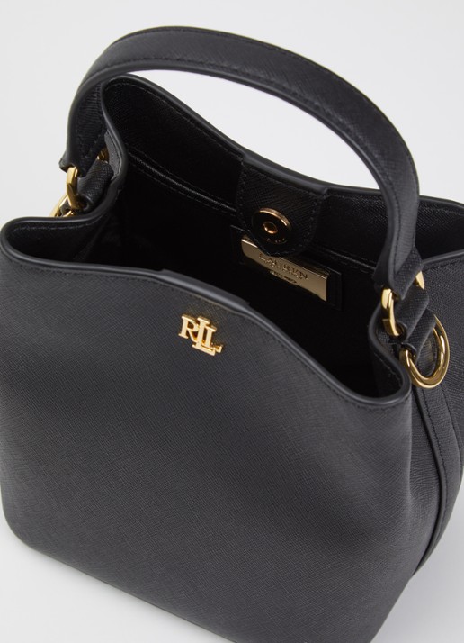 Ralph Lauren Reese handtas van leer met afneembare schouderriem  - detail 3 zwart