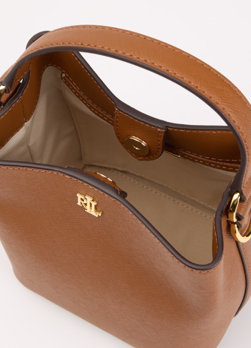 Ralph Lauren Reese handtas van leer met afneembare schouderriem  - detail 3 roodbruin