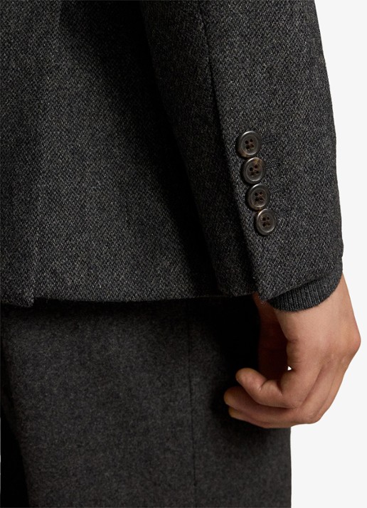 Ralph Lauren Regular fit colbert in wolblend met klepzakken - detail 5 charcoal / antraciet