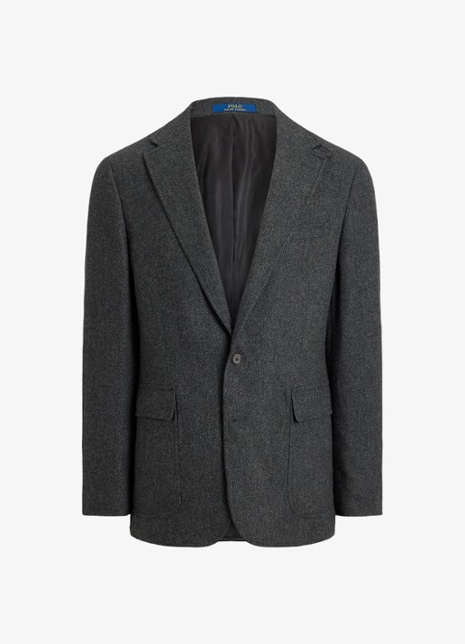 Ralph Lauren Regular fit colbert in wolblend met klepzakken - voorkant 2 charcoal / antraciet