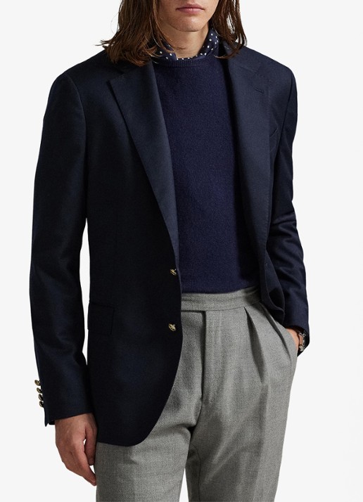 Ralph Lauren Regular fit colbert met sierknopen - voorkant 2 navy / donkerblauw
