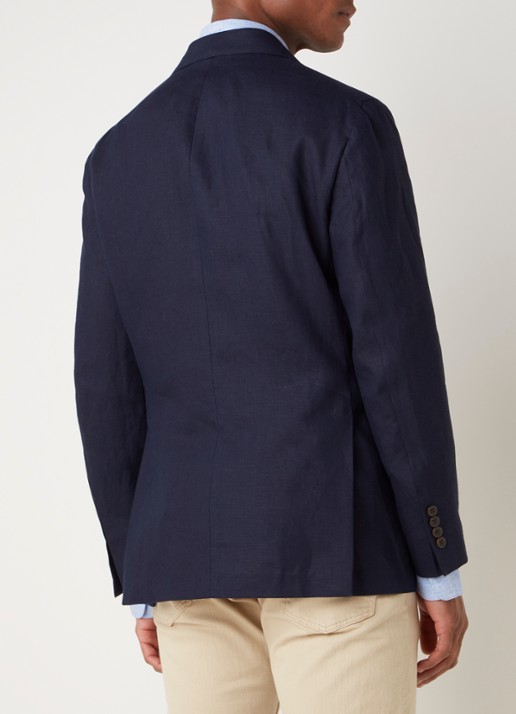 Ralph Lauren Regular fit colbert van linnen met klepzakken - achterkant donkerblauw