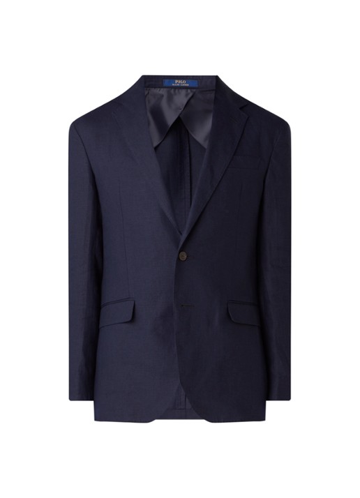 Ralph Lauren Regular fit colbert van linnen met klepzakken - voorkant 3 donkerblauw