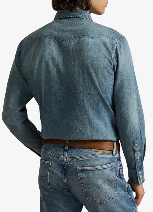 Ralph Lauren Regular fit denim overhemd met drukknoopsluiting - achterkant 5 indigo