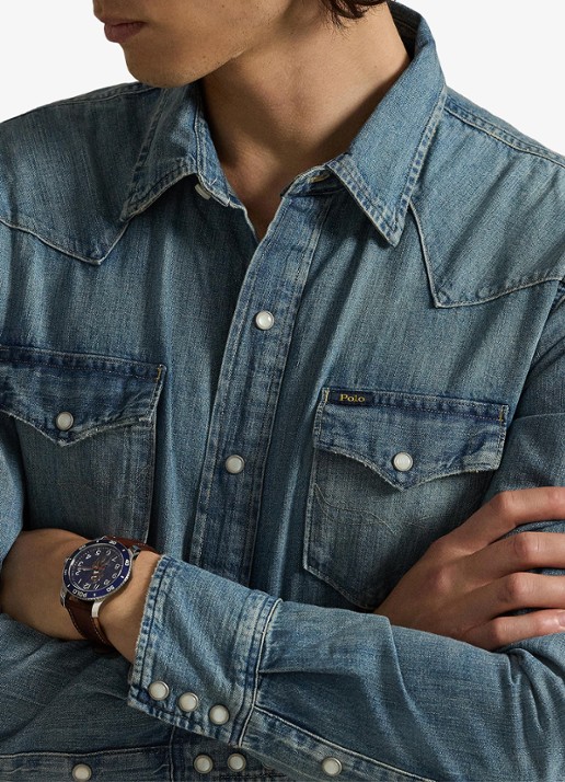 Ralph Lauren Regular fit denim overhemd met drukknoopsluiting - detail 2 indigo