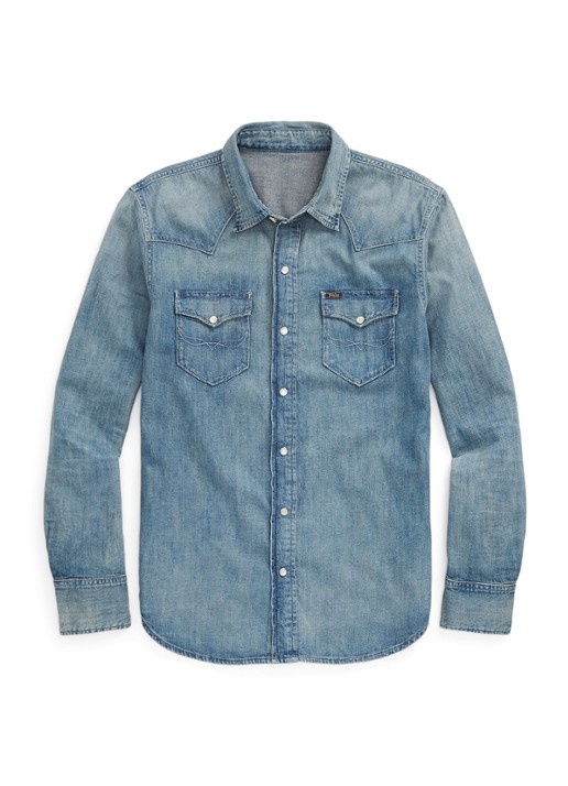 Ralph Lauren Regular fit denim overhemd met drukknoopsluiting - voorkant 9 indigo