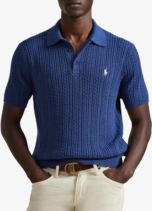 Ralph Lauren Regular fit kabelgebreide polo met logoborduring