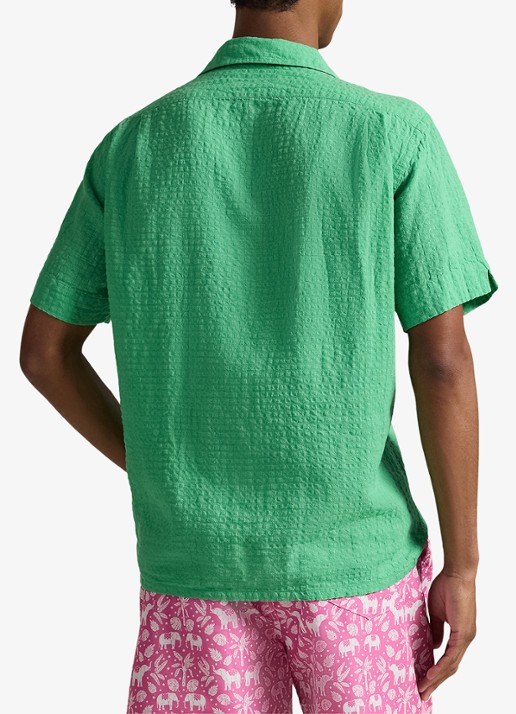 Ralph Lauren Regular fit overhemd in linnenblend met borstzak en logoborduring - achterkant 3 plato green-2zb8
