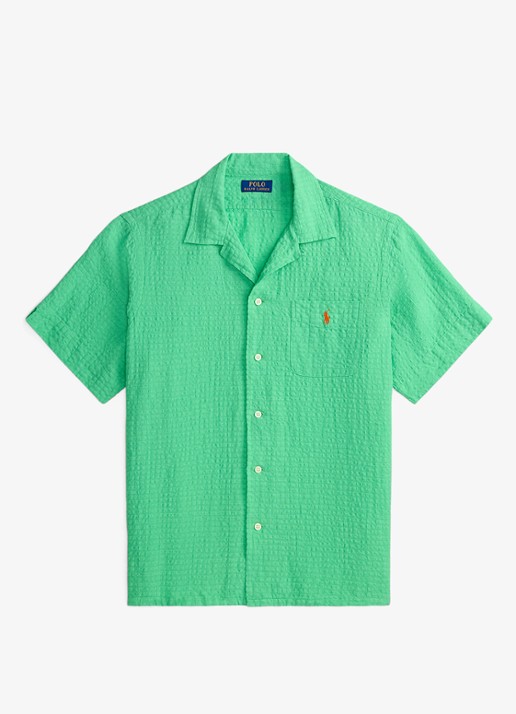 Ralph Lauren Regular fit overhemd in linnenblend met borstzak en logoborduring - voorkant 4 plato green-2zb8