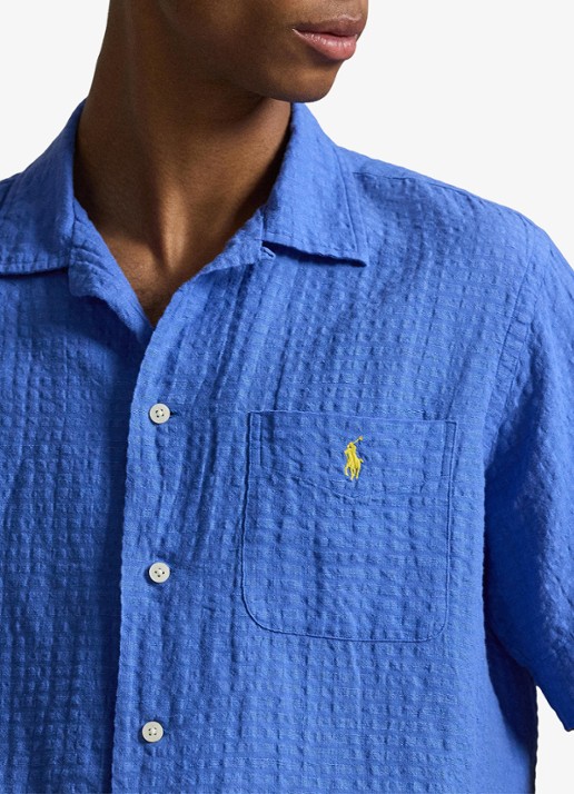 Ralph Lauren Regular fit overhemd in linnenblend met borstzak en logoborduring - detail 4 scottsdale blue-2woj