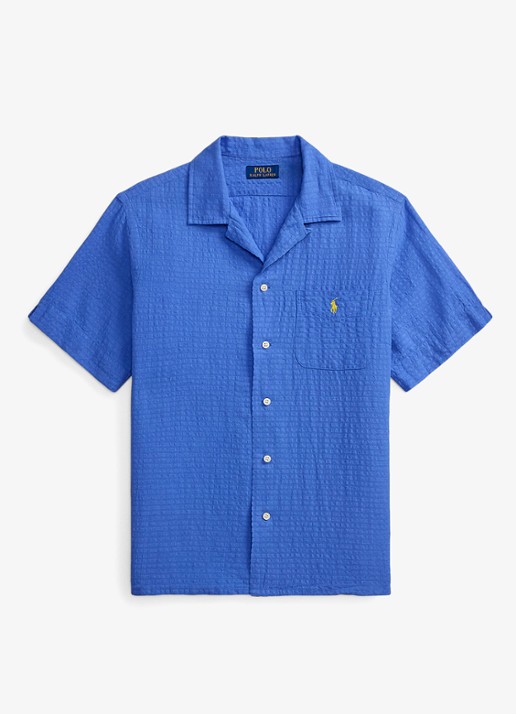 Ralph Lauren Regular fit overhemd in linnenblend met borstzak en logoborduring - voorkant 2 scottsdale blue-2woj