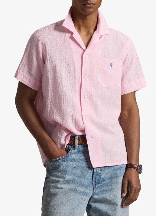 Ralph Lauren Regular fit overhemd in linnenblend met borstzak en logoborduring