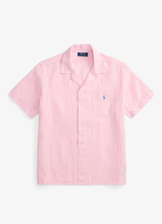 Ralph Lauren Regular fit overhemd in linnenblend met borstzak en logoborduring - voorkant 2 carmel pink / roze