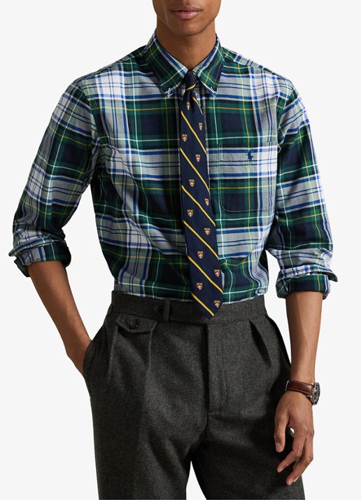 Ralph Lauren Regular fit overhemd met logoborduring - detail groen