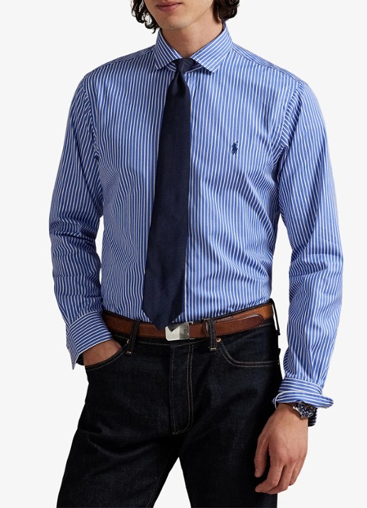 Ralph Lauren Regular fit overhemd met logoborduring - voorkant 2 blue/white / blauw