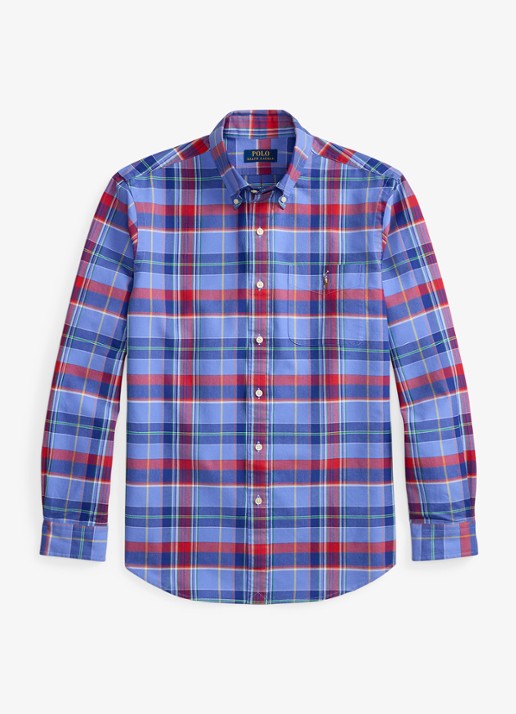 Ralph Lauren Regular fit overhemd met logoborduring - voorkant donkerblauw