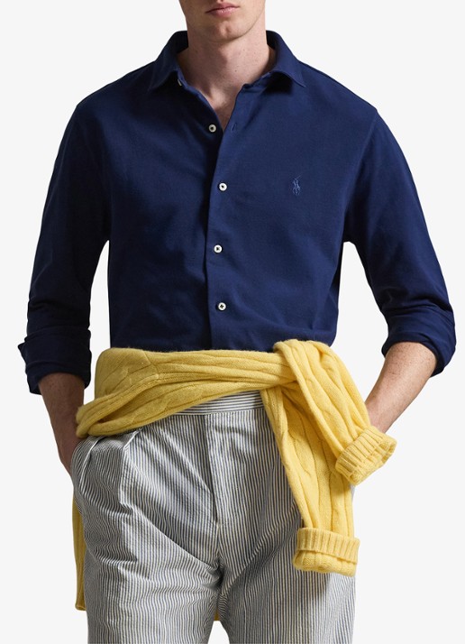 Ralph Lauren Regular fit overhemd met logoborduring - detail 3 dark cobalt / donkerblauw