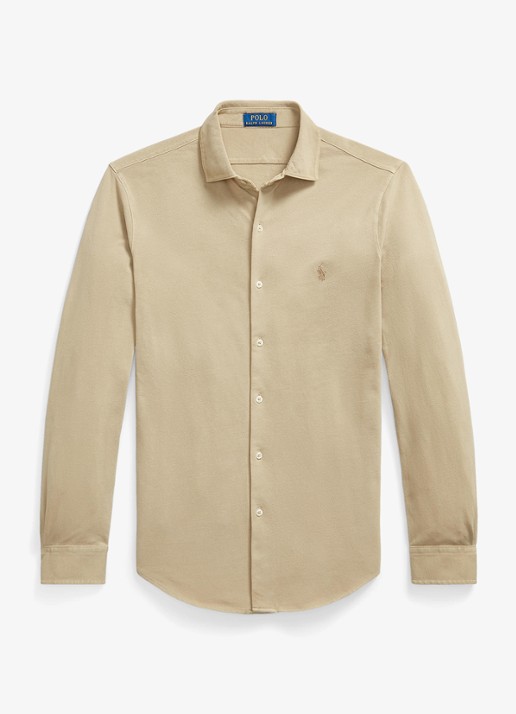 Ralph Lauren Regular fit overhemd met logoborduring - voorkant 4 rl khaki / khaki
