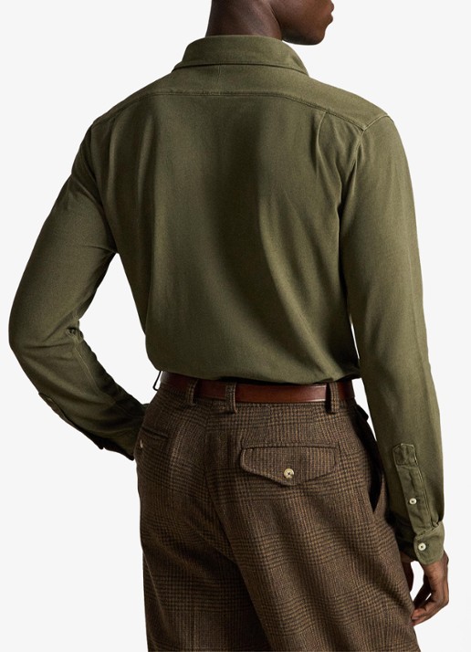 Ralph Lauren Regular fit overhemd met logoborduring - achterkant 5 outdoors olive / olijfgroen
