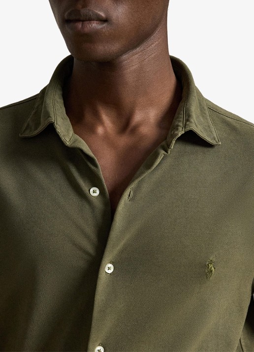 Ralph Lauren Regular fit overhemd met logoborduring - detail 4 outdoors olive / olijfgroen