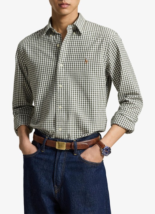 Ralph Lauren Regular fit overhemd met ruisedessin - voorkant 5 grijs