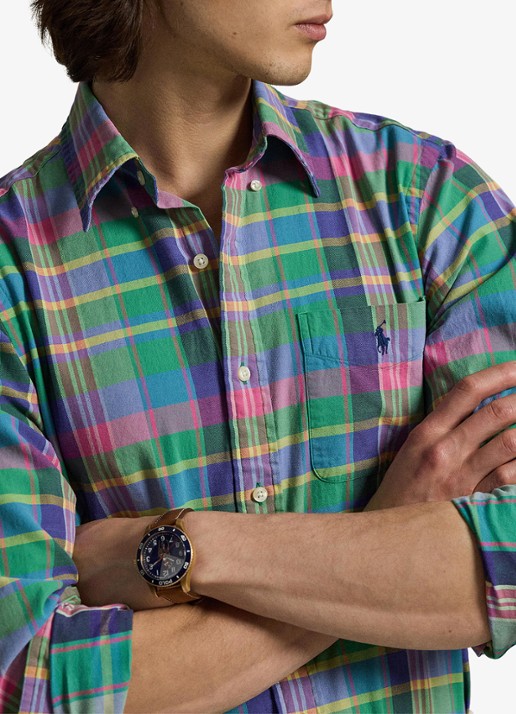 Ralph Lauren Regular fit overhemd met ruitdessin en borstzak - detail 2 green blue multi / groen