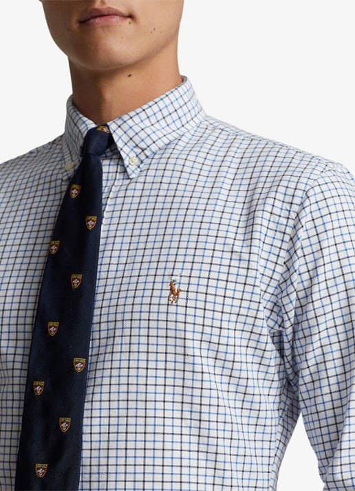 Ralph Lauren Regular fit overhemd met ruitdessin en logoborduring - detail 5 white/blue / wit