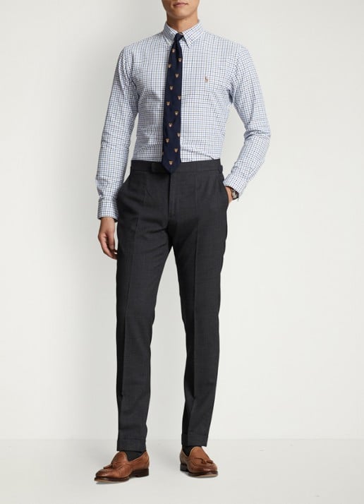 Ralph Lauren Regular fit overhemd met ruitdessin en logoborduring - voorkant 3 white/blue / wit