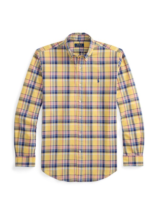 Ralph Lauren Regular fit overhemd met ruitdessin en logoborduring - voorkant geel