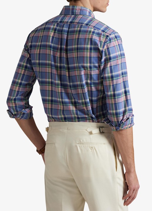 Ralph Lauren Regular fit overhemd met ruitdessin en logoborduring - achterkant 3 donkerblauw