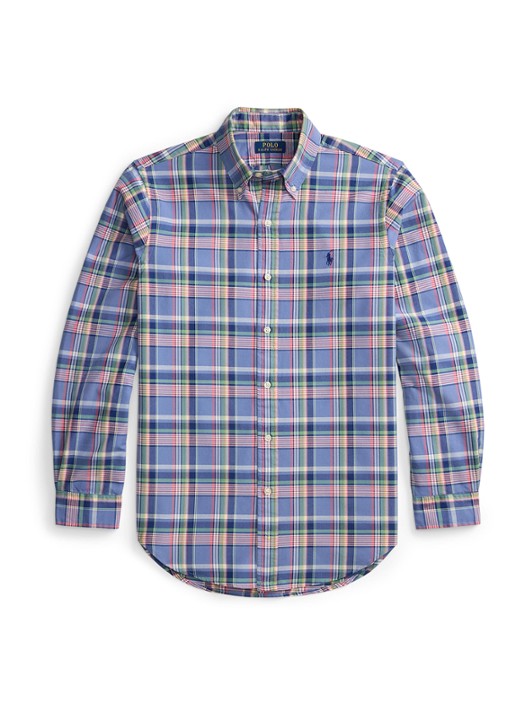 Ralph Lauren Regular fit overhemd met ruitdessin en logoborduring - voorkant donkerblauw