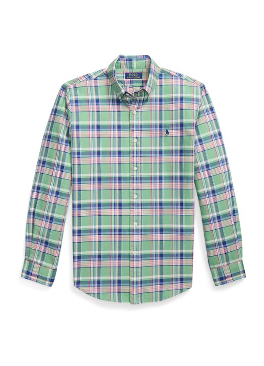 Ralph Lauren Regular fit overhemd met ruitdessin en logoborduring - voorkant groen