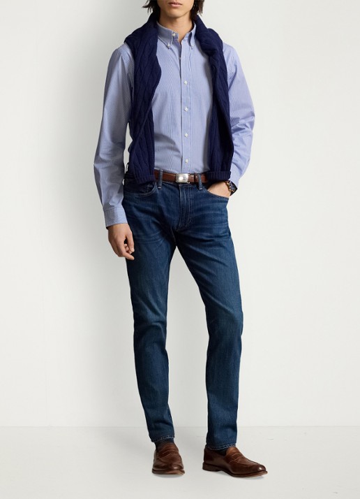Ralph Lauren Regular fit overhemd met streepprint - voorkant 2 blue / white hairline strip