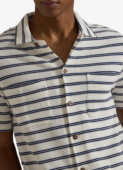 Ralph Lauren Regular fit overhemd met streepprint - detail 2 pale cream/newport navy-zyrs