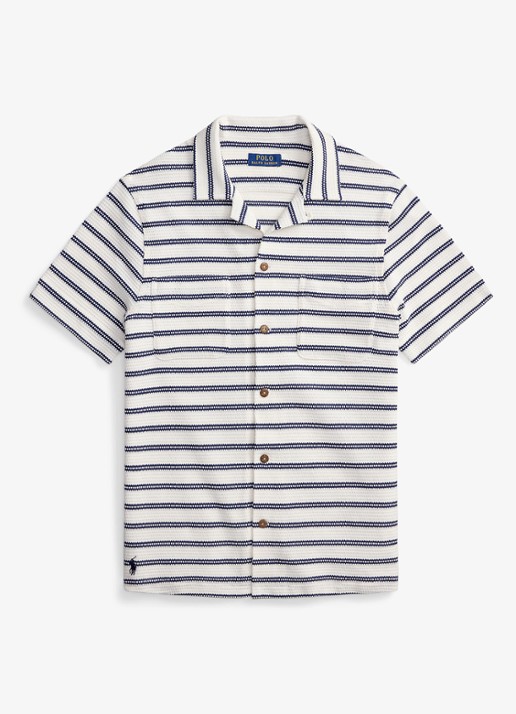Ralph Lauren Regular fit overhemd met streepprint - voorkant 4 pale cream/newport navy-zyrs