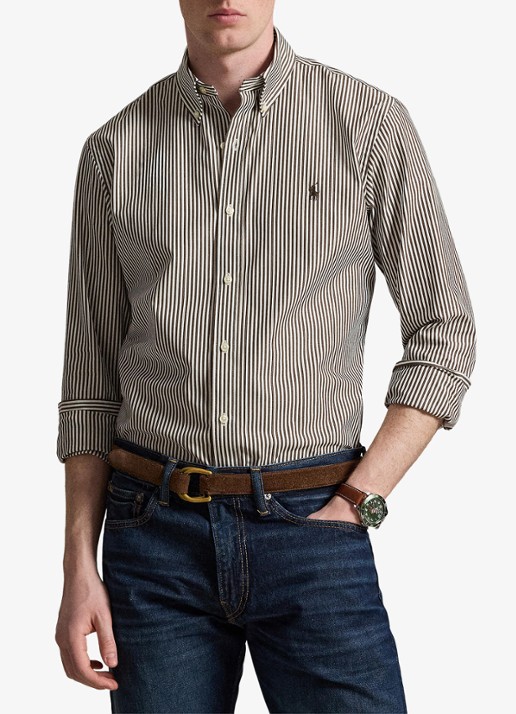 Ralph Lauren Regular fit overhemd met streepprint - voorkant 2 4655ag nutmeg brown