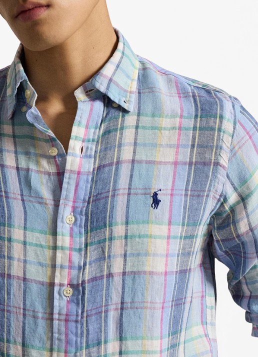 Ralph Lauren Regular fit overhemd van linnen met ruitdessin - detail 3 7116a blue green multi-48ob