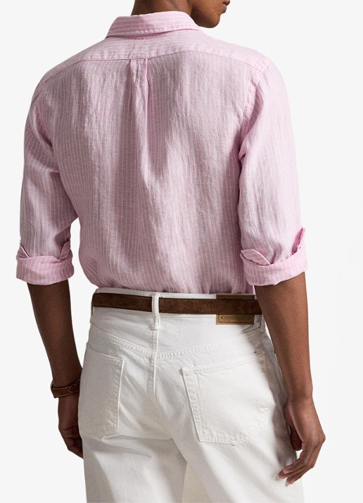 Ralph Lauren Regular fit overhemd van linnen met streepprint - achterkant 7 7188c pink white-zyk8